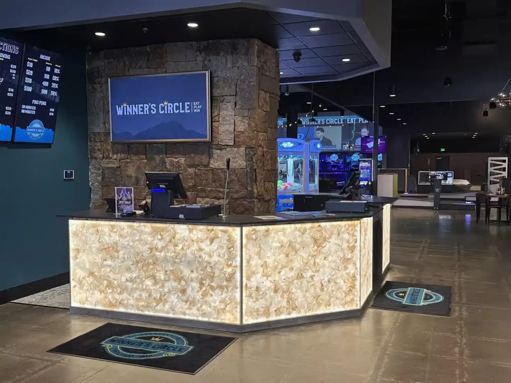 Marble Custom Light Panel Service Counter Project for an Arcade