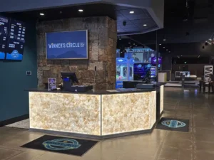 Marble Custom Light Panel Service Counter Project for an Arcade