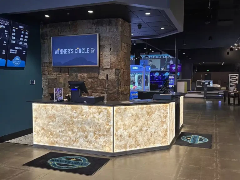Marble Custom Light Panel Service Counter Project for an Arcade